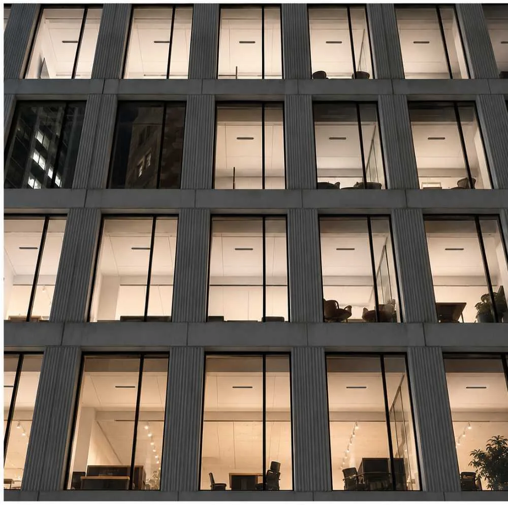 The same office tower with airable, tiles flush on every ceiling