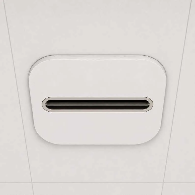 airable tile in matte white, single slot aperture